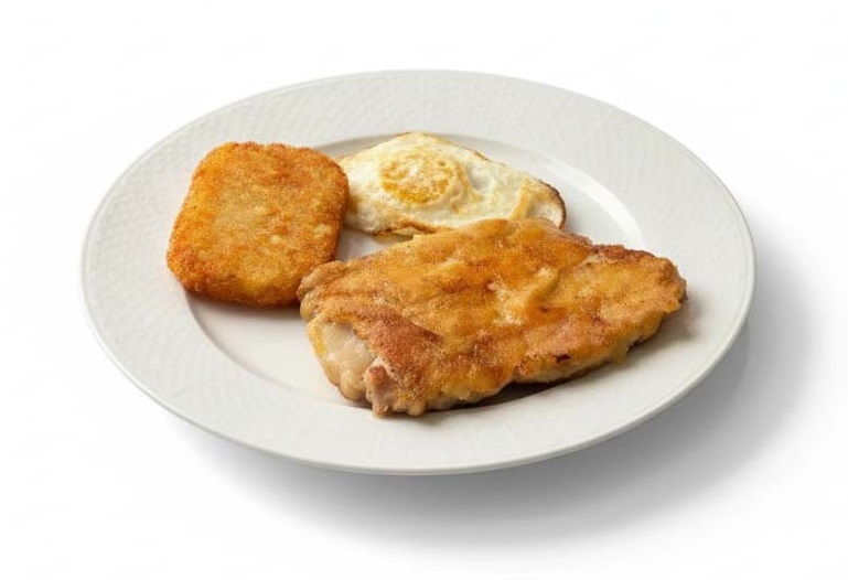 B11 香煎雞扒+煎蛋+薯餅或多士