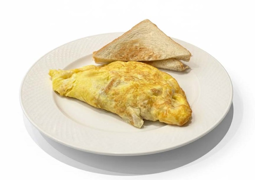 B4 火腿蘑菇奄列+多士