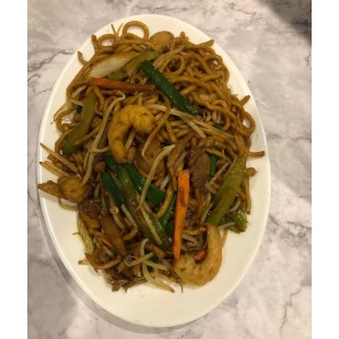 67. Pan Fried Shanghai Noodle with Pork and Shrimps
