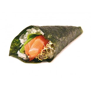 105. Salmon Avocado Hand Roll (1pc)