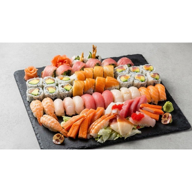 110. Sashimi and Sushi Party Tray (64pcs) 110. Sashimi and Sushi Party Tray (64pcs)